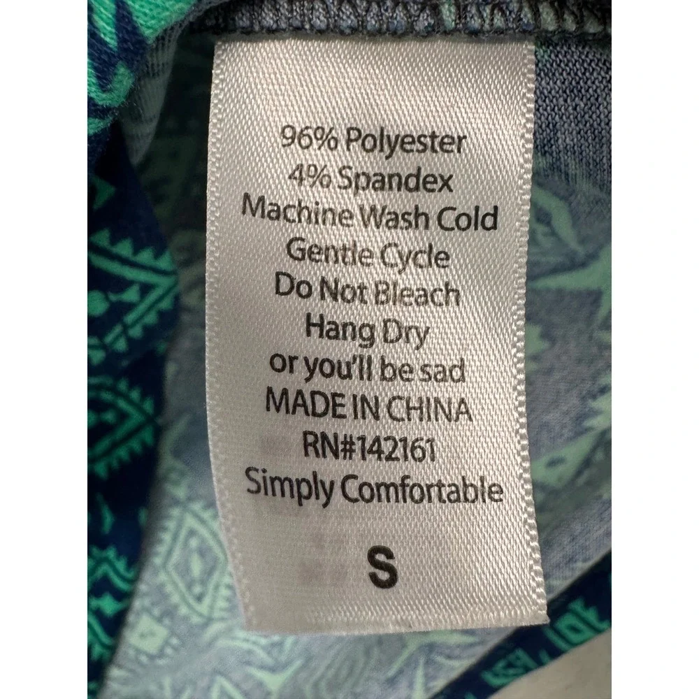 LuLaRoe Randy Tee Women Small Gray Teal Geometric 3/4 Sleeve Raglan Baseball Top - Picture 3 of 8